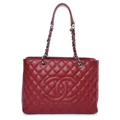 Chanel Red Quilted Caviar Grand Shopping Tote (GST) XL 